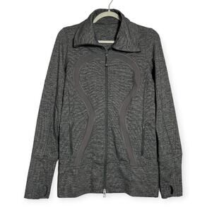 Lululemon Full Zip Define Jacket SIZE 8 Gray Stretch Long Sleeve Thumbholes